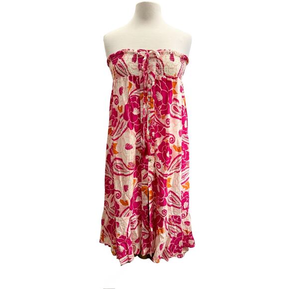 Nicole Miller Small Button Pink Floral Colorful Lightweight Maxi Skirt OR Dress - Picture 1 of 11